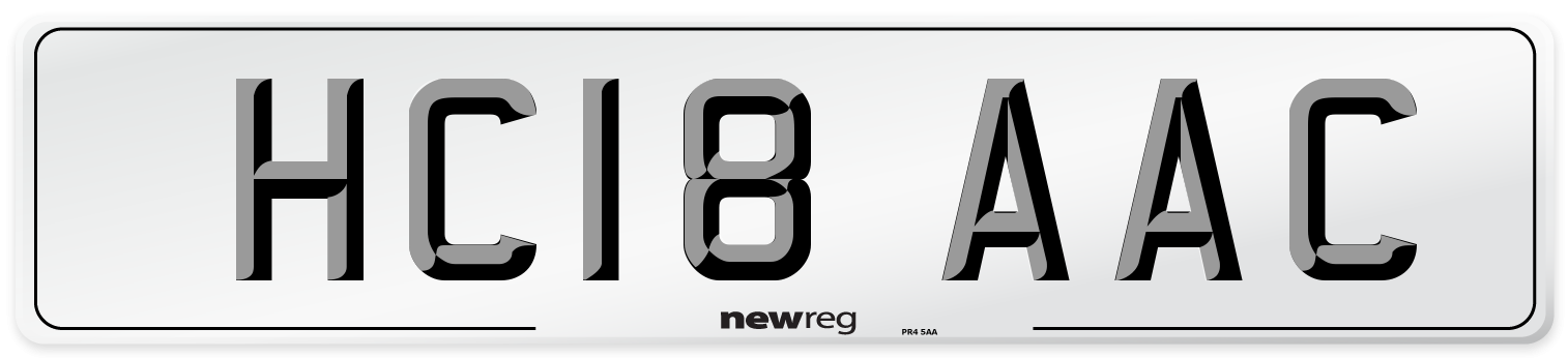 HC18 AAC Number Plate from New Reg
